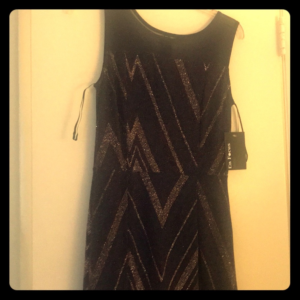 Navy blue dress with gold accent